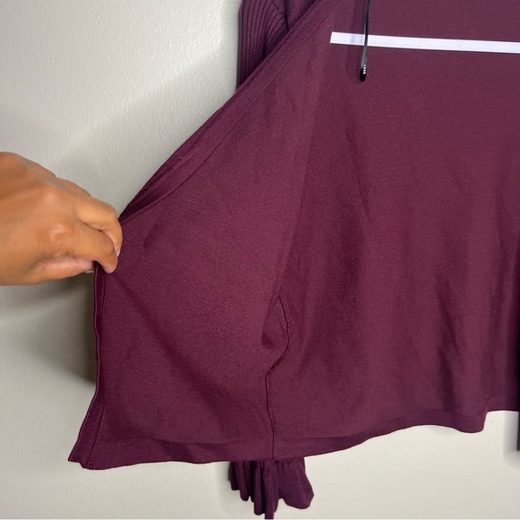 DKNY Open Front Ribbed Ruffle‎ Cropped Sleeve Cardigan - Picture 6 of 7